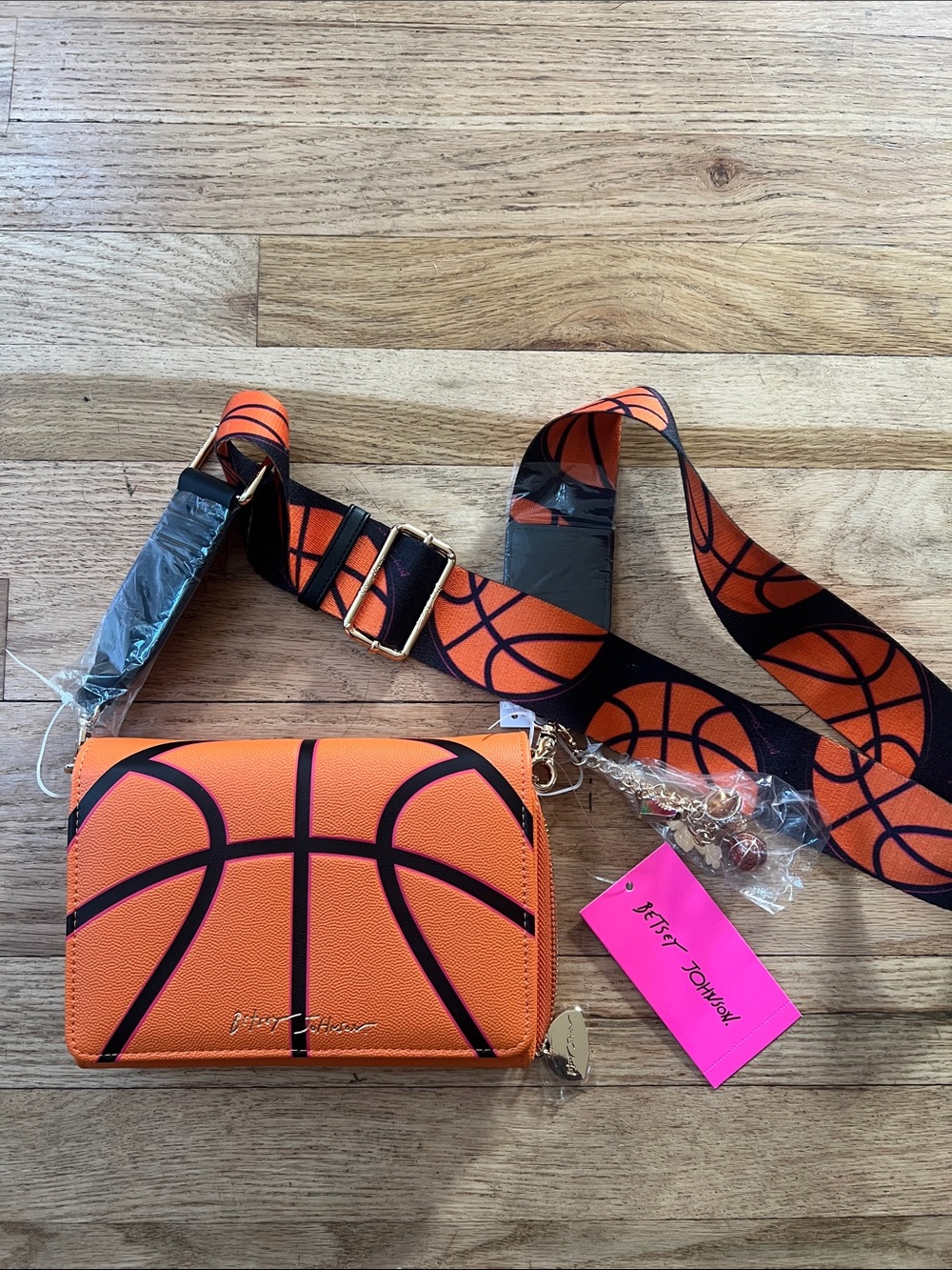Betsey Johnson Orange Basketball Crossbody Bag
